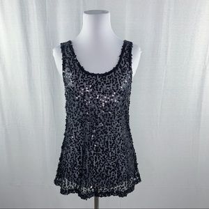 Humble Chic Collection black sheer sequin tank top